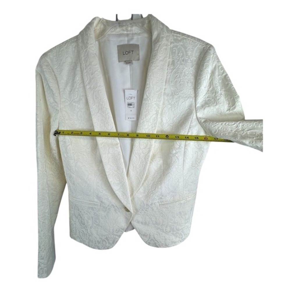 LOFT Ann Taylor White Jacquard Shawl Collar Blazer Jacket 8 Cocktail Party 65-36 - Picture 9 of 16